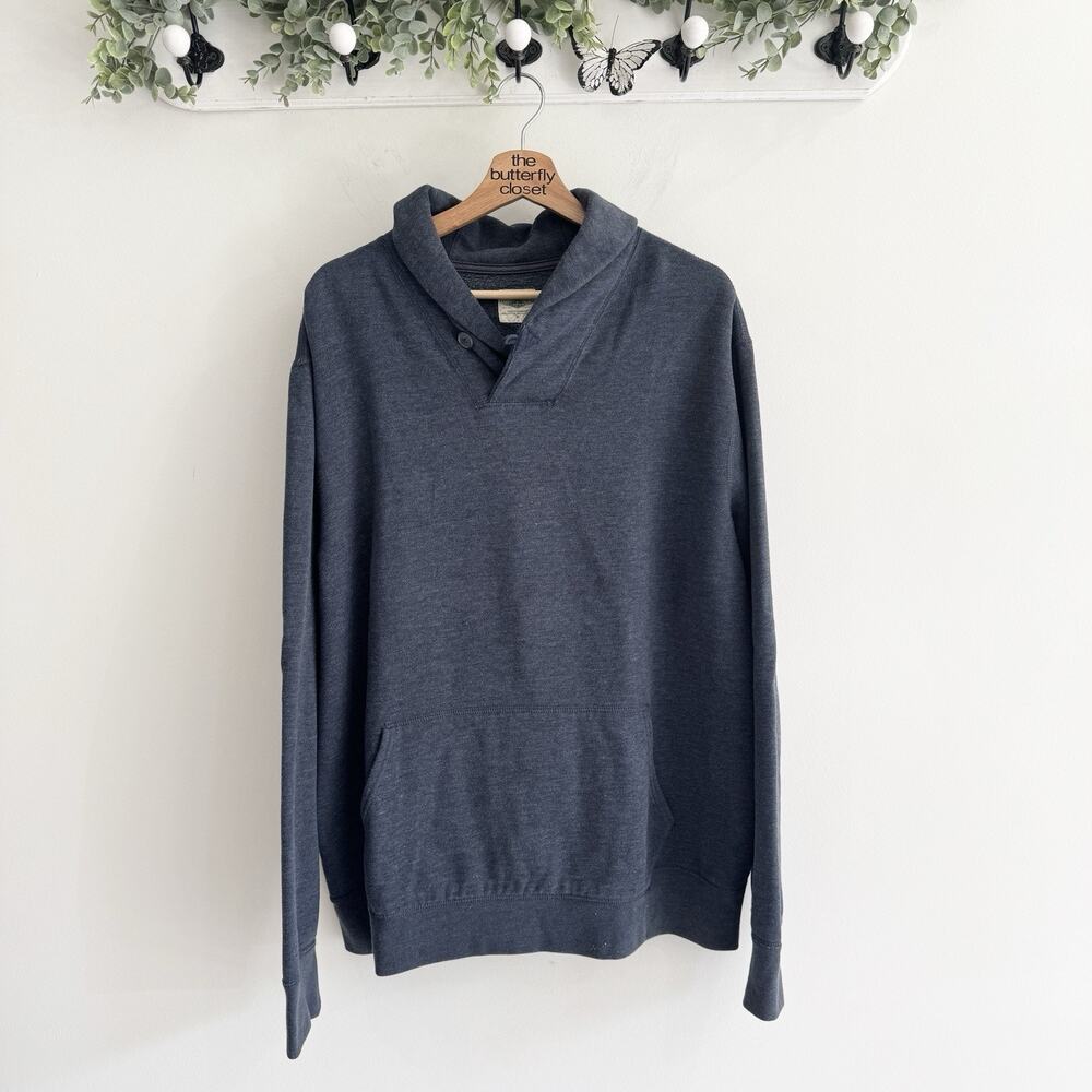 Men’s J. Crew Shawl Collar Pullover Sweatshirt Blue XL ZZ